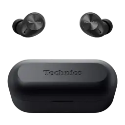 Écouteurs true wireless Technics Réduction de Bruit TWS Bluetooth Noir EAH-AZ40M2, vue avant: deux écouteurs au-dessus