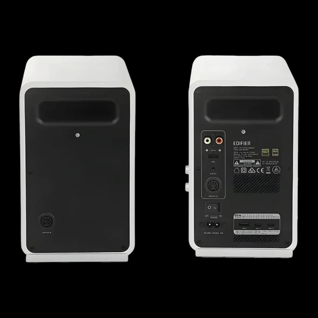 Altavoces de estantería Edifier QR65 70W Bluetooth 5.3 Blanco, vista trasera: panel posterior con entradas RCA, USB