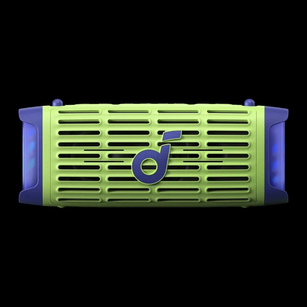 Altavoz portátil Anker Soundcore Boom 3i 50W 16h Bluetooth 5.3 Verde, vista frontal: rejilla verde con logo Soundcore azul