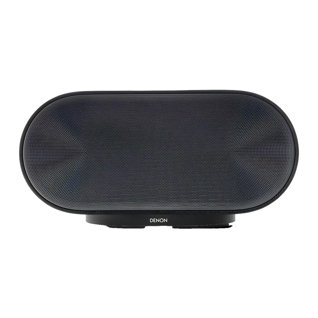 Altavoz Inteligente Denon Home 600 Negro Dolby Atmos Music Alexa, vista frontal: rejilla ovalada y logo Denon en la base