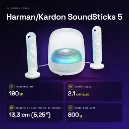 Altavoces Harman/Kardon SoundSticks 5 2.1 Subwoofer 5.25 pulgadas 190W Blanco - características