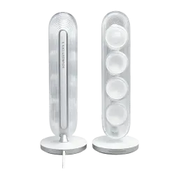 Altavoces Harman/Kardon SoundSticks 5 2.1 Subwoofer 5.25 pulgadas 190W Blanco, vista frontal y lateral: dos satélites