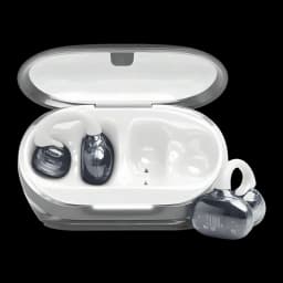 Auriculares JBL Soundgear Clips Open-Ear Bluetooth 5.4 32h con estuche Blanco, vista frontal: estuche abierto