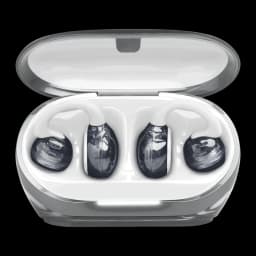 Auriculares JBL Soundgear Clips Open-Ear Bluetooth 5.4 32h con estuche Blanco, vista superior: estuche abierto con ambos