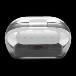 Auriculares JBL Soundgear Clips Open-Ear Bluetooth 5.4 32h con estuche Blanco, frontal: estuche cerrado con logo CLIPS