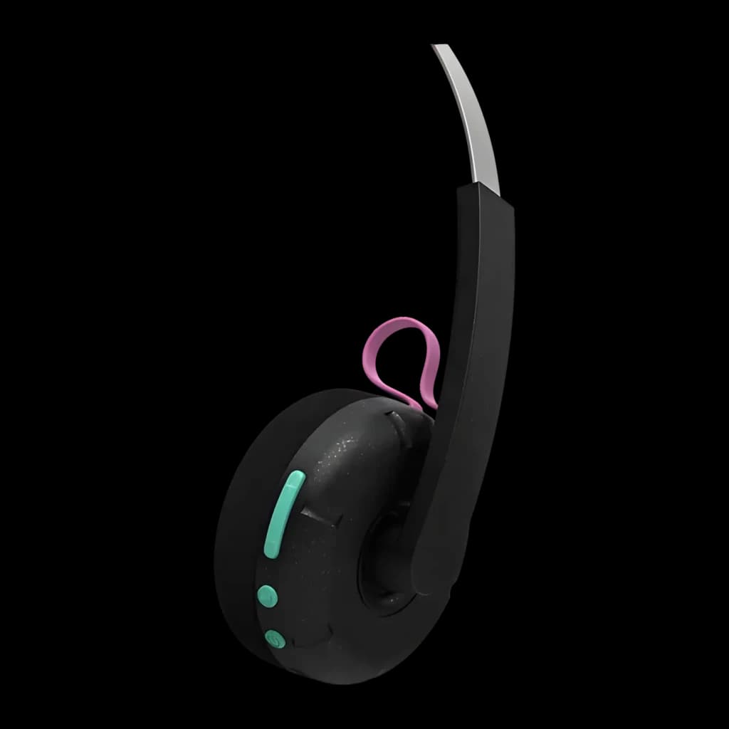 Casque supra-auriculaire Philips TAMS1 Bluetooth 6.0 26h Noir, vue latérale: arceau argenté, détail rose et boutons