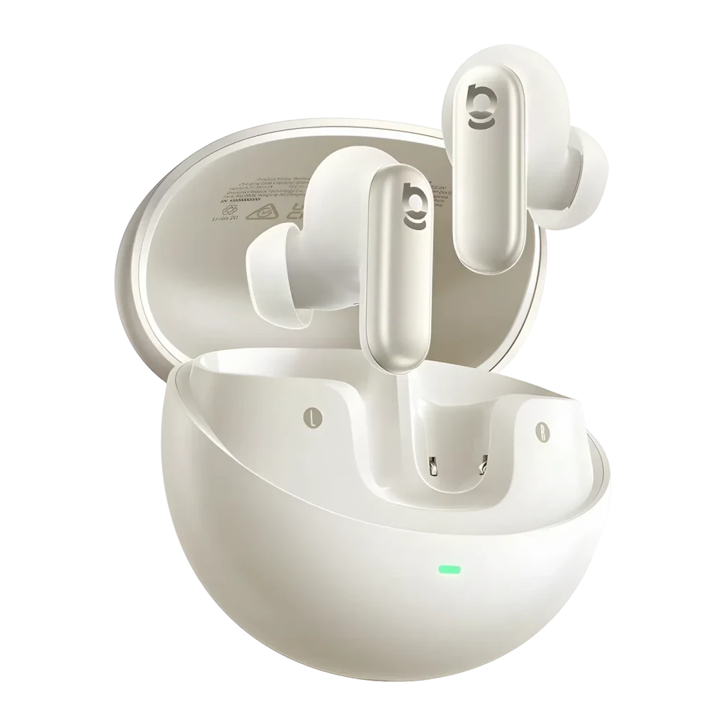 Écouteurs true wireless Baseus Inspire XP1 Réduction de bruit TWS Bluetooth 6.1 Blanc, vue avant: boîtier ouvert