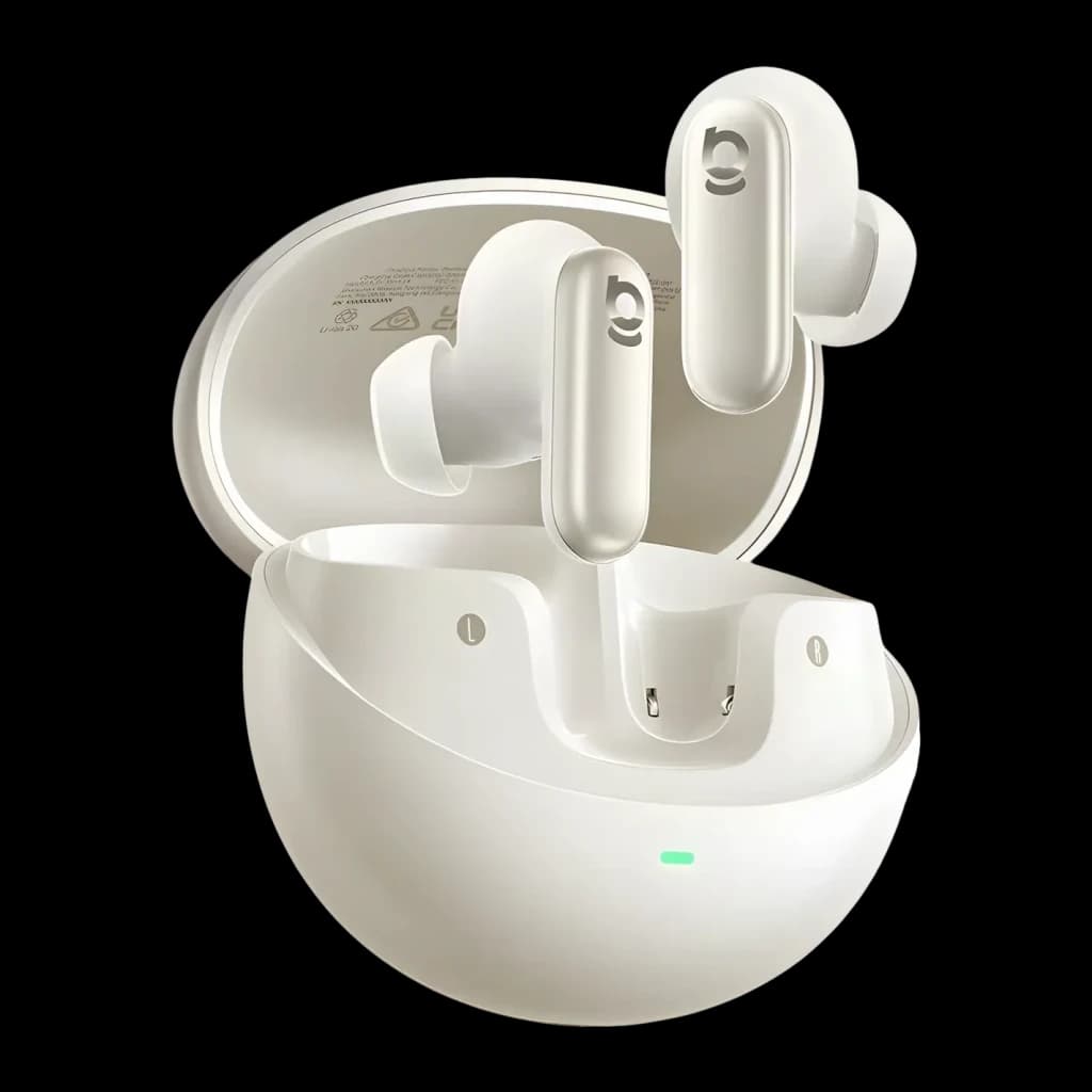 Écouteurs true wireless Baseus Inspire XP1 Réduction de bruit TWS Bluetooth 6.1 Blanc, vue avant: boîtier ouvert