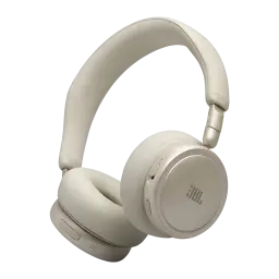 Auriculares de diadema JBL Live 680NC Cancelación de Ruido Adaptativa Champán, vista frontal en ángulo: diadema acolchada