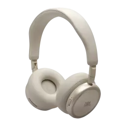 Auriculares de diadema JBL Live 680NC Cancelación de Ruido Adaptativa Champán, vista lateral: almohadillas, logo JBL