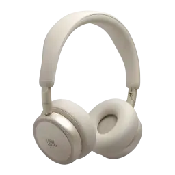 Auriculares de diadema JBL Live 680NC Cancelación de Ruido Adaptativa Champán, vista lateral: almohadillas acolchadas y logo