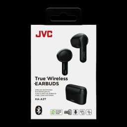 Écouteurs JVC HA-A3T True Wireless TWS Bluetooth 5.1 22h Noir, boîte face avant: packaging avec écouteurs et étui noir