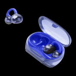 Écouteurs JBL Soundgear Clips Open-Ear TWS Bluetooth 5.4 8h (32h avec étui) Bleu, étui ouvert: écouteurs dans l'intérieur