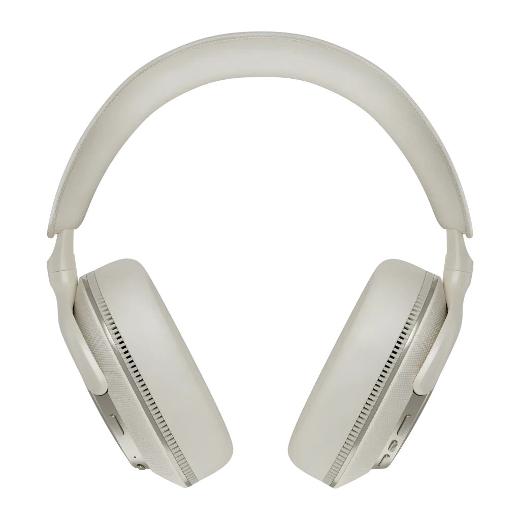 Auscultadores Bowers & Wilkins Px7 S3 Cancelamento de Ruído Adaptativo Banda Branco, vista frontal: almofadas e banda