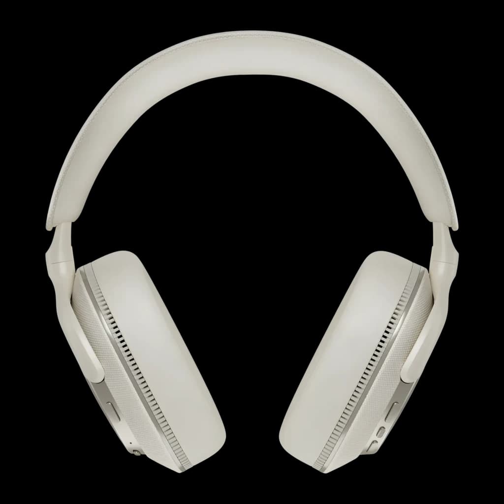 Auscultadores Bowers & Wilkins Px7 S3 Cancelamento de Ruído Adaptativo Banda Branco, vista frontal: almofadas e banda