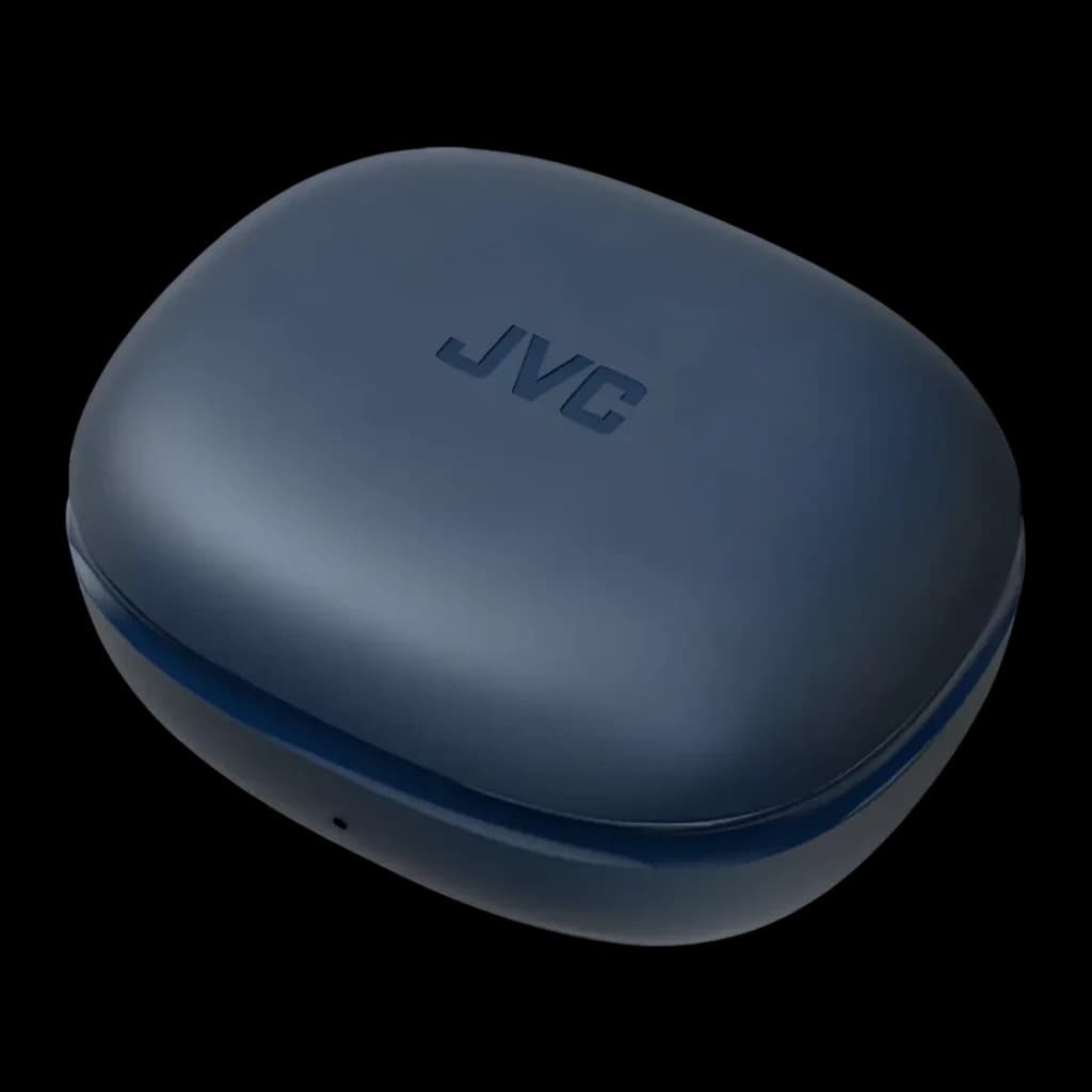 Écouteurs JVC True Wireless TWS Bluetooth 5.1 7,5h (30h avec l'étui) Bleu HA-EC25T, étui fermé: couvercle avec logo JVC