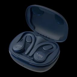 Écouteurs JVC True Wireless TWS Bluetooth 5.1 7,5h (30h avec l'étui) Bleu HA-EC25T, vue dessus: étui ouvert avec les deux