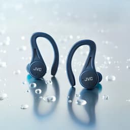 Écouteurs JVC True Wireless TWS Bluetooth 5.1 7,5h (30h avec l'étui) Bleu HA-EC25T, en utilisation: les deux écouteurs