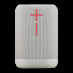 Enceinte portable Ultimate Ears Epicboom IP67 17h Bluetooth Blanc, vue avant: grille textile blanche avec logo UE rouge
