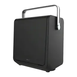 Robot lave-vitres Cecotec Conga Windroid W100 Station Noir, vue latérale: poignée chromée et corps compact noir mat