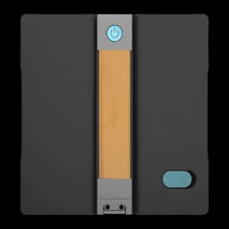 Robot lave-vitres Cecotec Conga Windroid W100 Station Noir, vue de face: bouton marche bleu, bande centrale orange avec logo