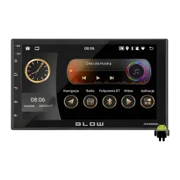 Auto-rádio Blow Preto Android Auto 7 polegadas Tátil AVH-9930, ecrã ligado: interface Android com relógio, leitor de música