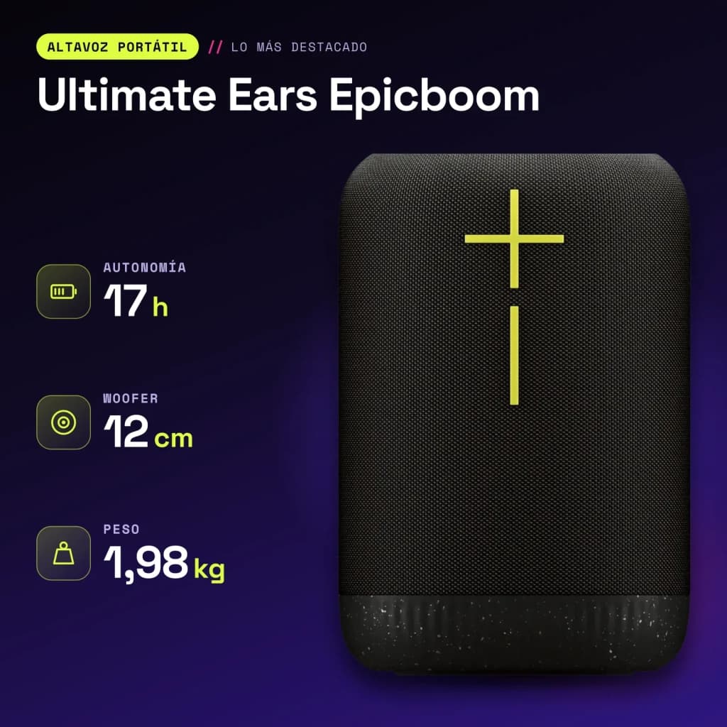 Altavoz portátil Ultimate Ears Epicboom IP67 17h Bluetooth Negro - características