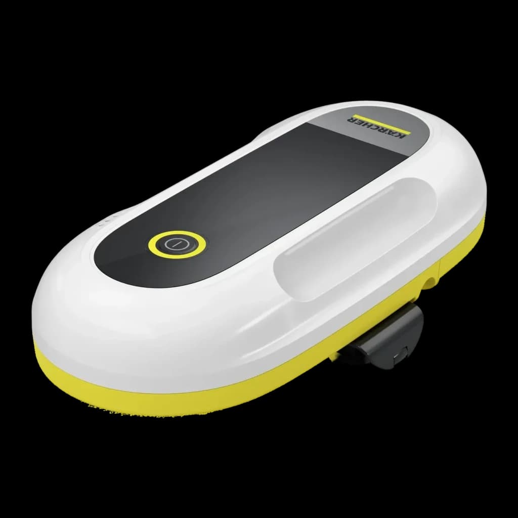 Robot limpiacristales Kärcher RCW 2 Blanco Depósito 70ml Batería, vista superior en ángulo: cuerpo ovalado blanco con panel