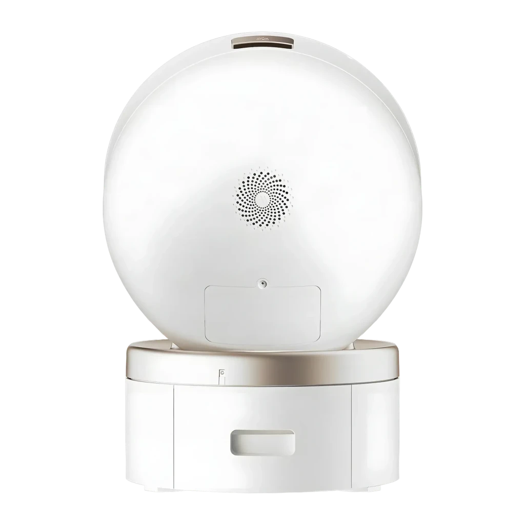 Litière Autonettoyante MOVA MeowBionic 110L Blanc WiFi App Capteur de poids, vue arrière: grille de ventilation circulaire
