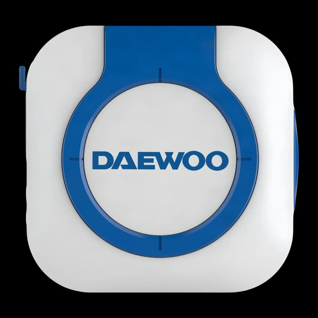 Localisateur GPS Daewoo IP65 Animaux Bleu/Blanc D-C08, vue avant: logo Daewoo sur anneau bleu central et corps blanc arrondi