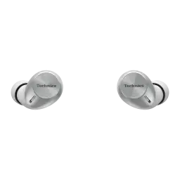 Écouteurs Technics Réduction de Bruit V-Hybrid TWS Bluetooth LDAC Argent EAH-AZ40M2, vue avant: les deux écouteurs avec logo