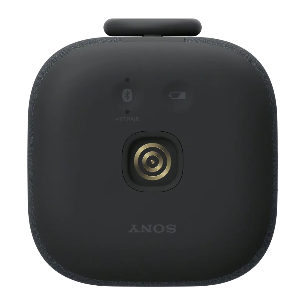 Coluna portátil Bluetooth Sony LinkBuds Speaker SRS-LS1 0,3W 25h Preto, vista frontal: conector de carga dourado