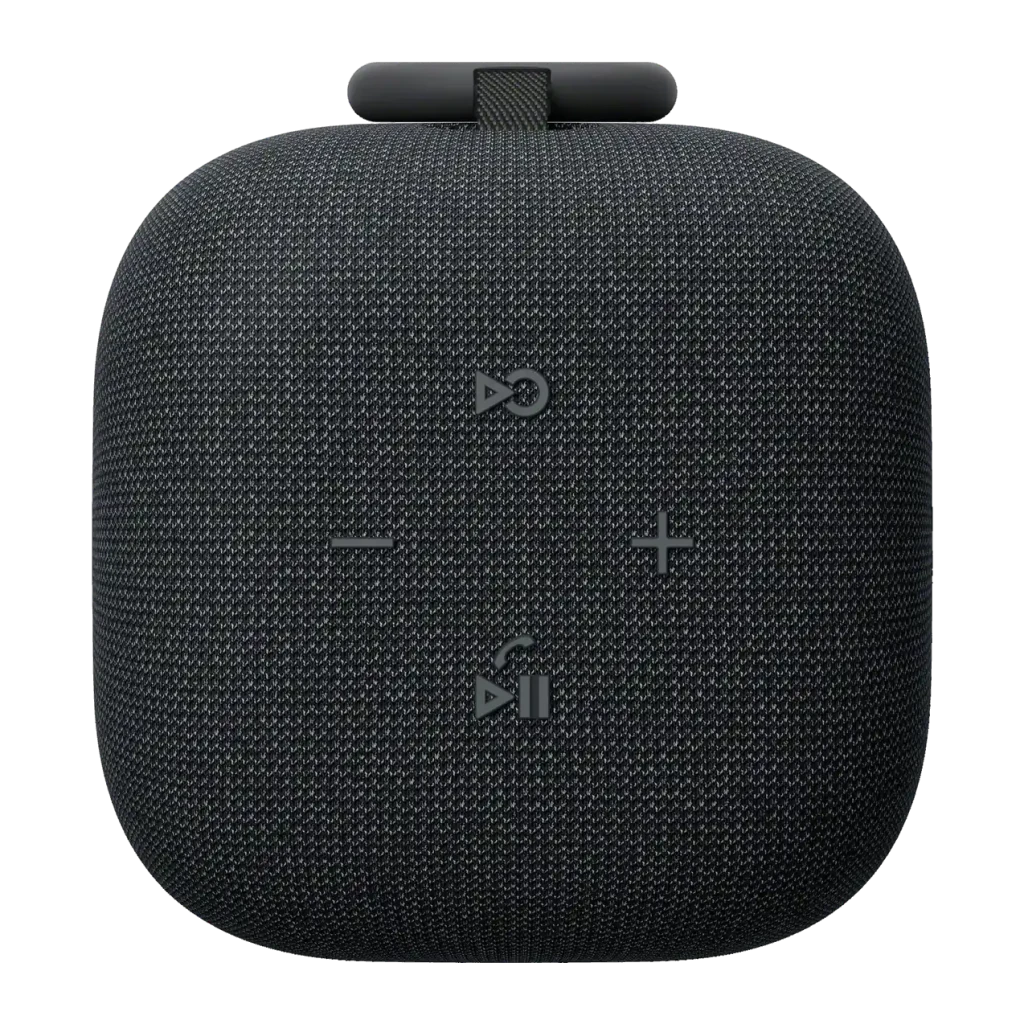 Coluna portátil Bluetooth Sony LinkBuds Speaker SRS-LS1 0,3W 25h Preto, vista frontal: tecido preto com botões táteis e alça