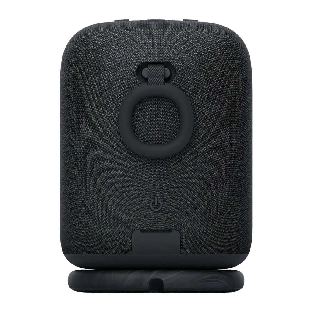 Coluna portátil Bluetooth Sony LinkBuds Speaker SRS-LS1 0,3W 25h Preto, vista traseira: alça circular, botão de energia