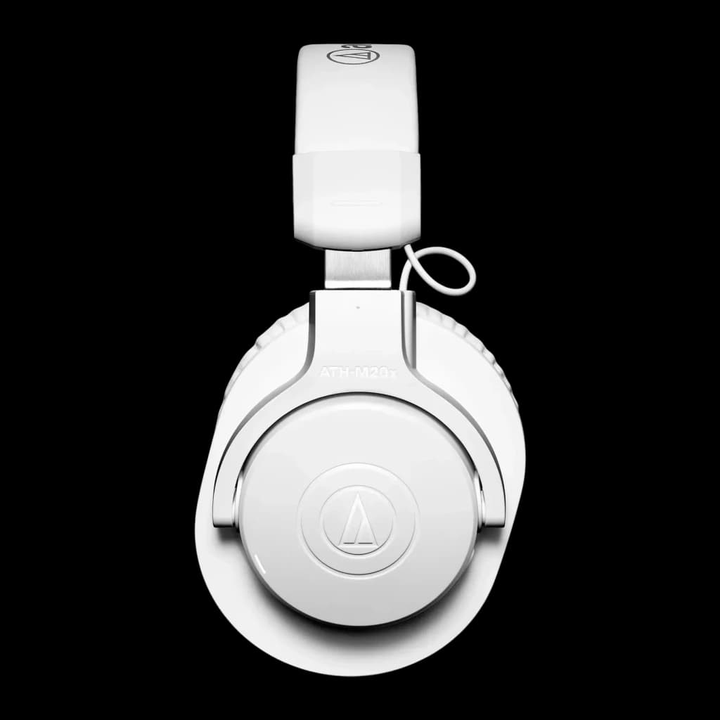 Casque Audio-Technica ATH-M20xBT Supra-auriculaire Bluetooth 5.0 60h Blanc, vue latérale: logo et modèle visibles