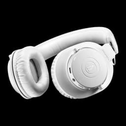 Casque Audio-Technica ATH-M20xBT Supra-auriculaire Bluetooth 5.0 60h Blanc, vue latérale: coussinets et logo sur la coque