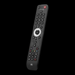 Mando Universal One for All Evolve 2 URC7125 IR Inalámbrico, vista frontal en ángulo: botonera completa, tecla Netflix