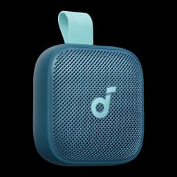 Altavoz portátil Anker Soundcore Boom Go 3i IP68 15W 24h Azul, detalle: rejilla frontal y asa de transporte celeste