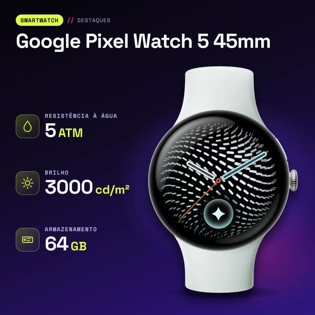 Google Pixel Watch 5 45mm Plata NFC - características