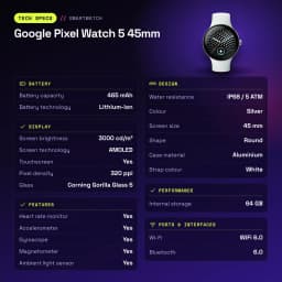 Google Pixel Watch 5 45mm Plata NFC - características