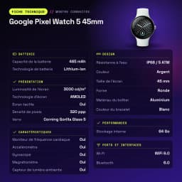 Google Pixel Watch 5 45mm Plata NFC - características