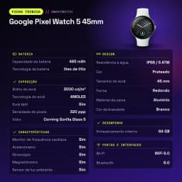 Google Pixel Watch 5 45mm Plata NFC - características