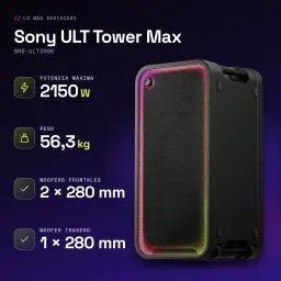 Enceinte de soirée Sony ULT Tower Max 2150W Bluetooth 5.3 Noir SRS-ULT3000 - caractéristiques