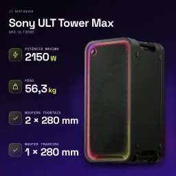 Enceinte de soirée Sony ULT Tower Max 2150W Bluetooth 5.3 Noir SRS-ULT3000 - caractéristiques