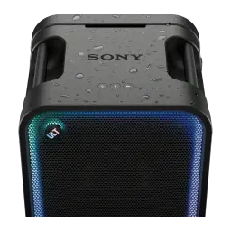 Enceinte de soirée Sony ULT Tower Max 2150W Bluetooth 5.3 Noir SRS-ULT3000, détail: panneau supérieur avec gouttes d'eau