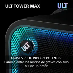 Enceinte de soirée Sony ULT Tower Max 2150W Bluetooth 5.3 Noir SRS-ULT3000, en utilisation: détail grille avant