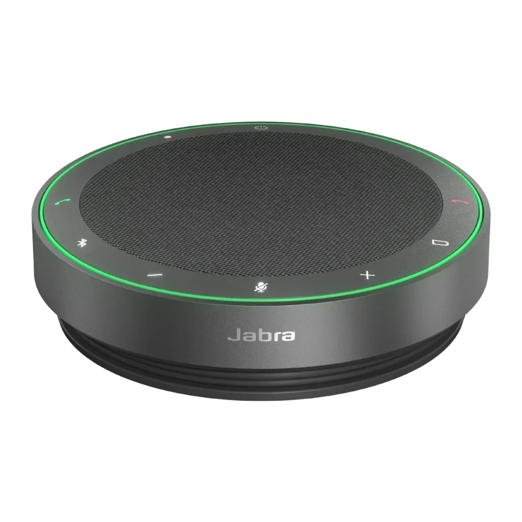 Altavoz de conferencia Jabra Speak2 75 UC Bluetooth 5.2 USB-C/A Gris, vista frontal: anillo LED verde, rejilla central