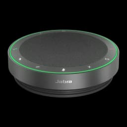 Conférencier Jabra Speak2 75 UC Bluetooth 5.2 USB-C/A Gris, vue de face: anneau LED vert, grille centrale et boutons