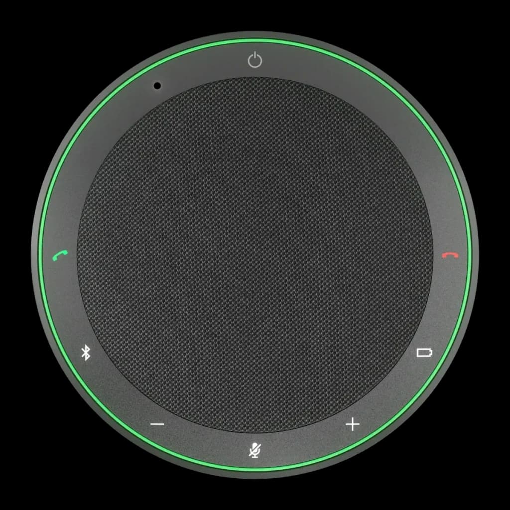 Conférencier Jabra Speak2 75 UC Bluetooth 5.2 USB-C/A Gris, détail: vue du dessus avec anneau LED vert et boutons tactiles