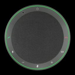 Conférencier Jabra Speak2 75 UC Bluetooth 5.2 USB-C/A Gris, détail: vue du dessus avec anneau LED vert et boutons tactiles